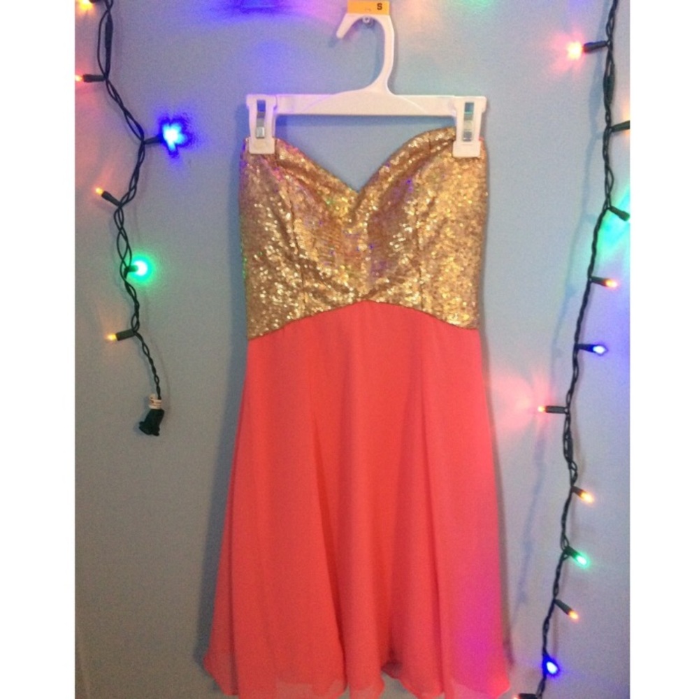 Pink and gold formal dress